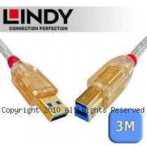 LINDY 林帝 Premium USB3.0 A公 to B公 透明傳輸線 3m (31838)