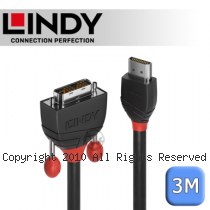 LINDY 林帝 BLACK HDMI Type-A/公 to DVI-D 單鍊結/公 轉接線 3m (36273)