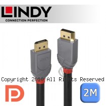 LINDY 林帝 ANTHRA DisplayPort 1.4版 公 to 公 傳輸線 2m (36482)