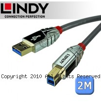 LINDY 林帝 CROMO USB3.0 Type-A/公 to Type-B/公 傳輸線 2m (36662)