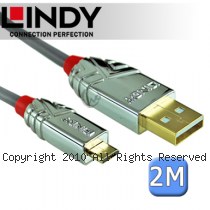 LINDY 林帝 CROMO 鉻系列 USB2.0 Type-A/公 to Micro-B/公 傳輸線 2m (36652)