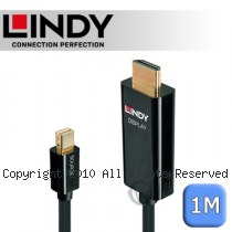 LINDY 林帝 主動式 mini DisplayPort to HDMI 2.0 轉接線 1m (40911)