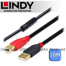 LINDY 林帝 主動式 USB 2.0 A/公 轉 B/公 延長線 10m (42761)
