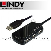 LINDY 林帝 USB 2.0 Type-A/公 To Type-A母 主動式4埠延長集線器 8m (42781)