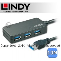 LINDY 林帝 主動式 USB3.0 4埠延長集線器 10m (43159)