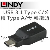 LINDY 林帝 USB 3.1 Type C/公 轉 Type A/母 轉接頭 (41899)