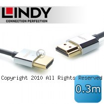 LINDY 林帝 CROMO 極細型 A公對A公 HDMI 2.0 連接線【0.3m】(41669)