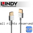 LINDY 林帝 CROMO HDMI 2.1 Type-A 公 to 公 極細傳輸線 0.5m (36775)