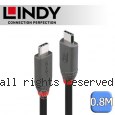 LINDY 林帝 ANTHRA USB 4 Gen 3X2 Type-C 公 to 公 PD 240W 傳輸線 0.8m (36956)