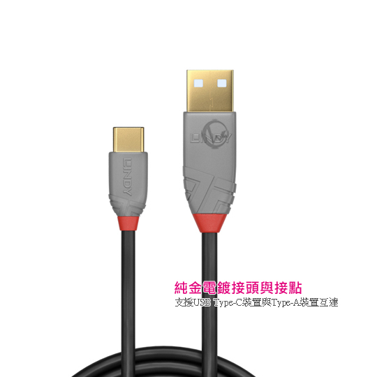 LINDY 林帝 ANTHRA USB 2.0 C/公 to A/公 傳輸線