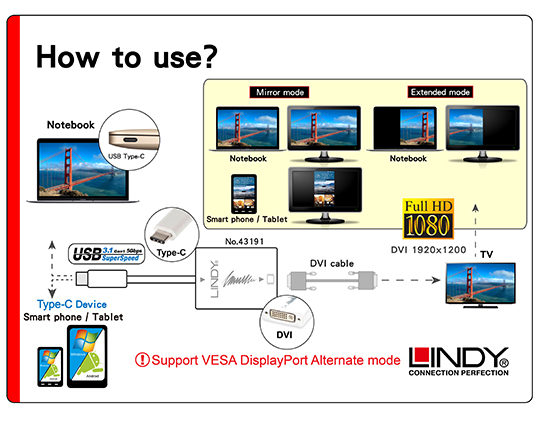 LINDY 林帝 主動式 USB3.1 Type-C to DVI-I 轉接器 (43191)
 01